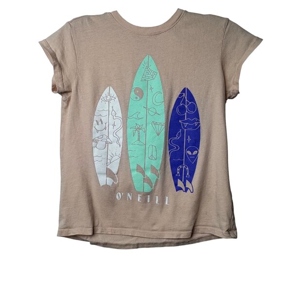 VTG ONeill Junior Women’s XXS Graphic Tee Surfboard & "Sea You Never" Beige Beac - Picture 1 of 6